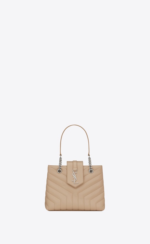kleine loulou shoppertasche aus puderrosa leder mit y-steppnähten